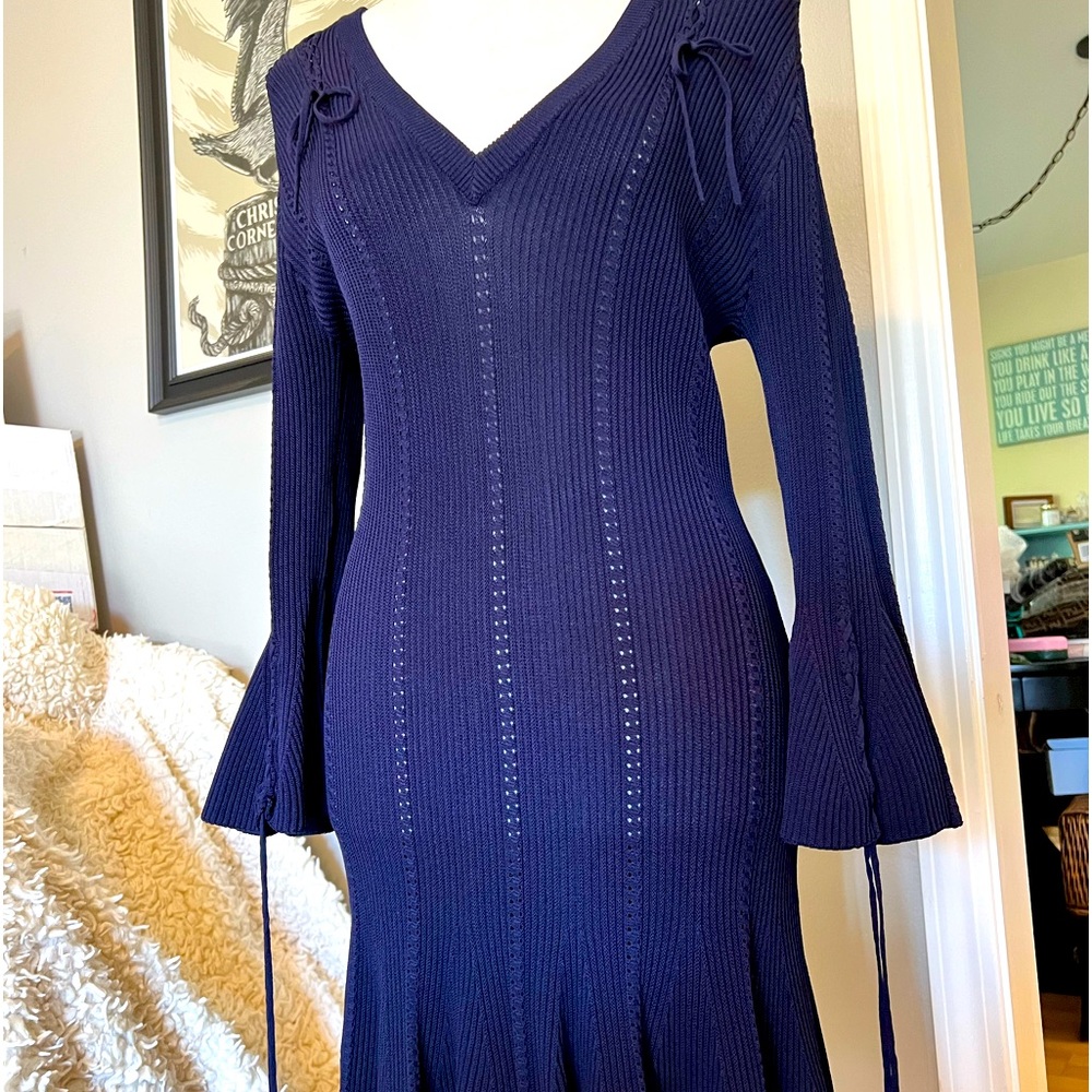 Gorgeous knit dress by Jonathan Simkhai! Navy blue.Fitted. Stretchy.